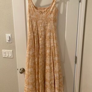 Staud Floral Maxi Dress in Tan & White